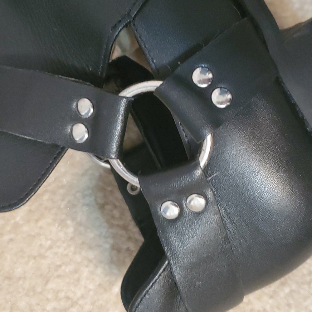 BP. Nordstrom leather black moto booties with silver buckle size 7.5 - Picture 6 of 7